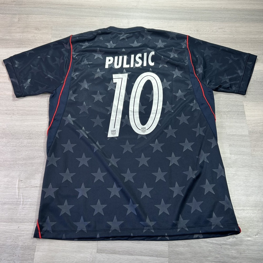 Pulisic 10 USMNT USA Soccer Jersey Shirt Mens Large Blue Nike Dri Fit Stars Top